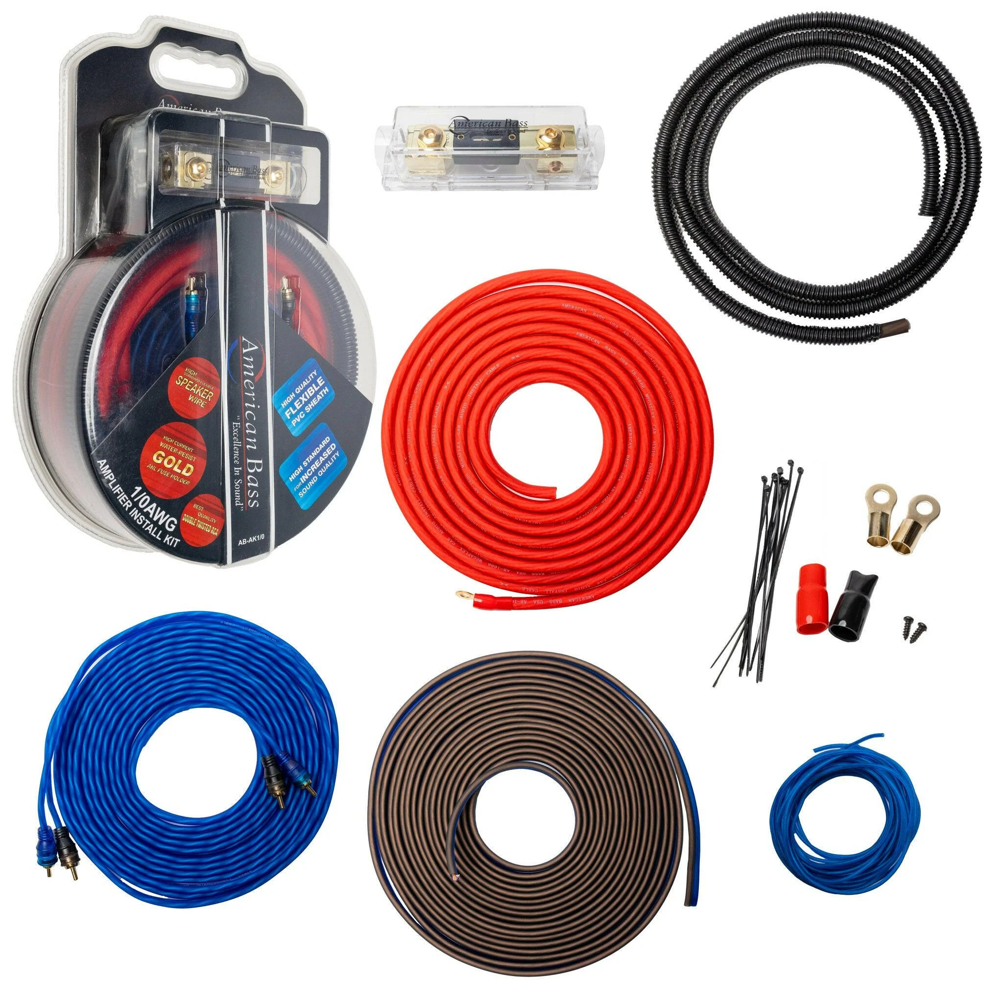 American Bass 0 Gauge Complete CCA (Copper Clad Aluminum) Amplifier Wiring Kit - Car Audio Amp Install Kit with Power, Ground & RCA Cables - Image 3