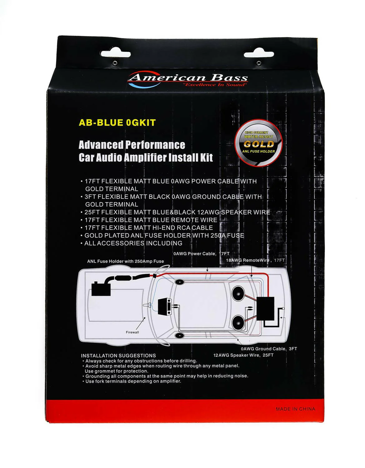 American Bass 0 Gauge Complete CCA (Copper Clad Aluminum) Amplifier Wiring Kit - Car Audio Amp Install Kit with Power, Ground & RCA Cables - Image 5