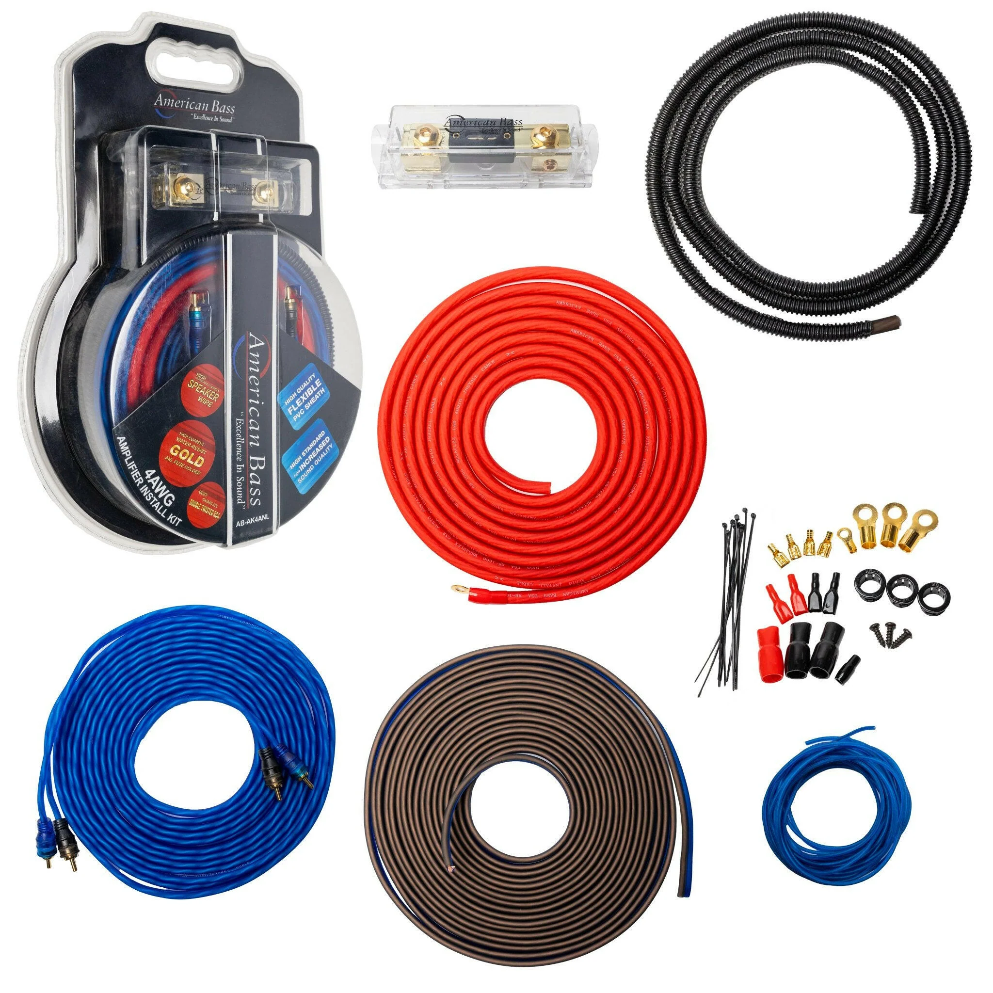 American Bass 4 Gauge Complete CCA (Copper Clad Aluminum) Amplifier Wiring Kit - Car Audio Amp Install Kit with Power, Ground & RCA Cables - Image 4